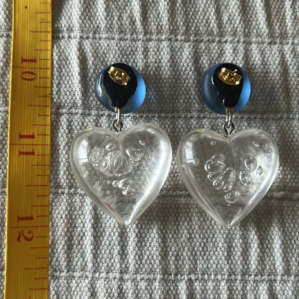 Lucite, glass, pierced earrings